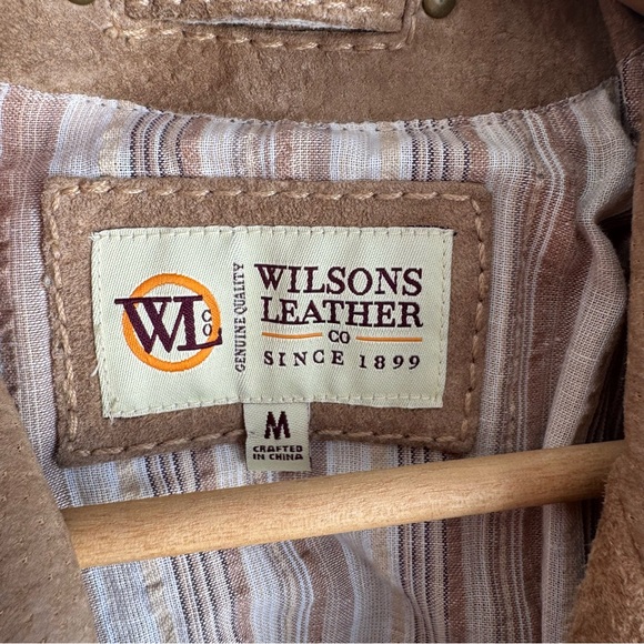 Vintage 90s Y2K Wilsons Leather Suede Jacket Womens M Tan Utility Capsule EUC - Picture 13 of 15